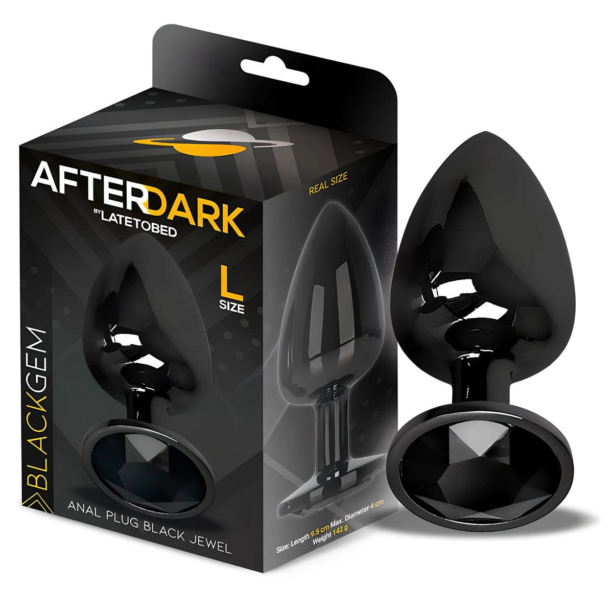 Анален разширител Black Gem размер L до черната си кутия на After Dark by LateToBed, с черен кристал в основата
