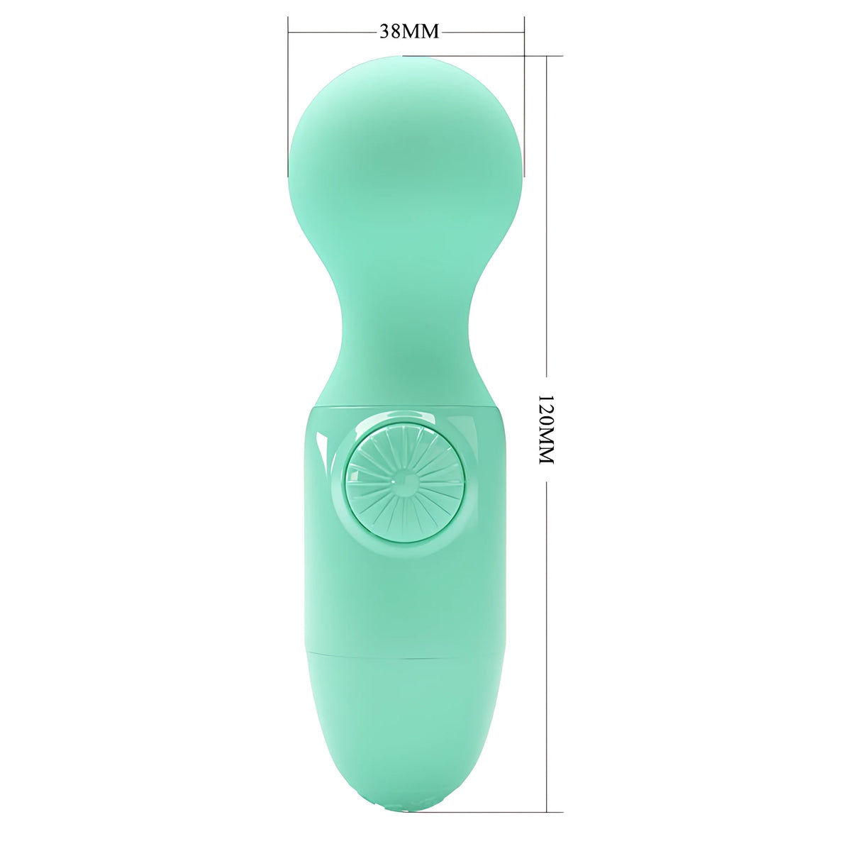 Мини масажор Little Cute Green на Pretty Love в мента с размери: височина 120 мм и ширина на главата 38 мм