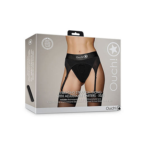 Strap-on thong with adjustable garters M/L