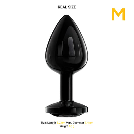 Анален разширител Black Gem M в черно, размер M, с real size размери: дължина 8,2 см, диаметър 3,4 см, тегло 86 г