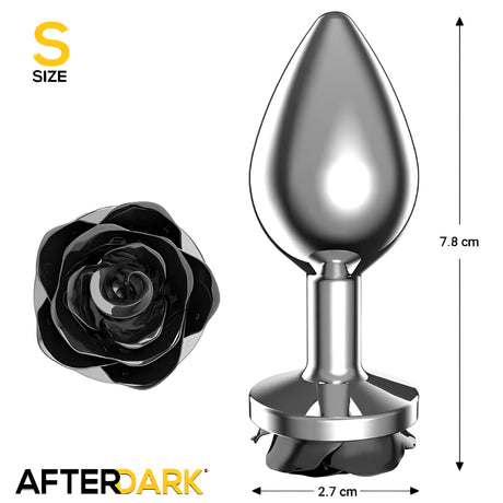 Black Rose размер S, размери: височина 7,8 см и ширина 2,7 см; метален корпус с черна роза в основата, вид отгоре и отстрани