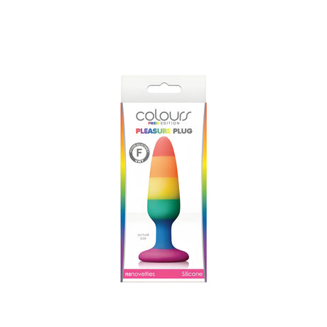 Опаковка на анален разширител Colours Pride Edition на NS Novelties с дъгова силиконова тапа в цветовете на прайд знамето
