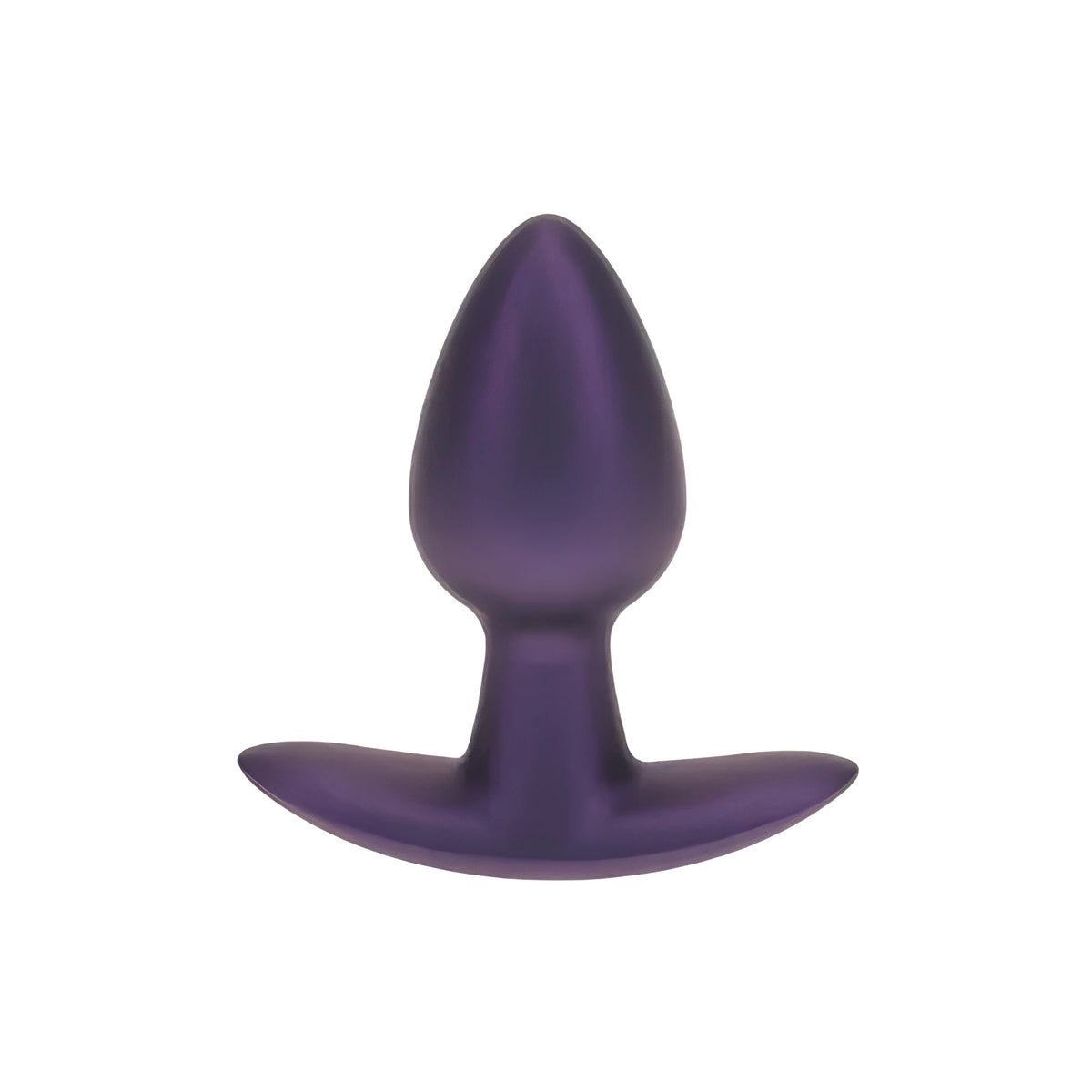 Анален разширител Ouch Small Purple в лилав цвят, поглед отпред: заоблен конусовиден връх, тънка шийка и широка извита основа