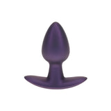 Анален разширител Ouch Small Purple в лилав цвят, поглед отпред: заоблен конусовиден връх, тънка шийка и широка извита основа