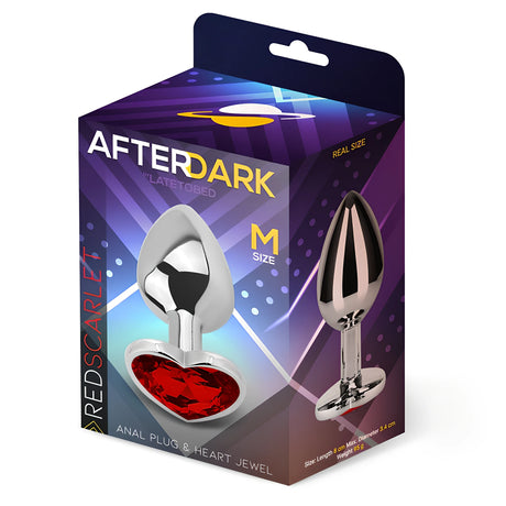 Кутия на Анален разширител с кристално сърце M, червено, на After Dark by LateToBed, с размери 8 см, 3,4 см и 95 г