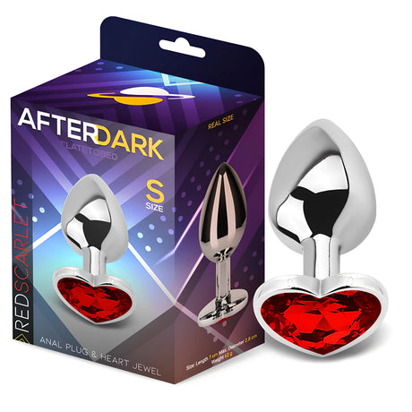 Анален разширител с червен кристал в сърце, размер S, до лилавата кутия на After Dark by LateToBed