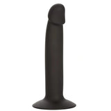 Анален разширител Slim Anal Stud на California Exotic – черен силиконов модел с разширена основа-вакуум, изправен, изглед отпред