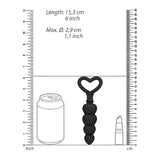 Размерна схема на Анална броеница Anal Love: дължина 15,3 см, макс. диаметър 2,9 см, до кутия от напитка и червило