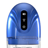 Close-up на синия капак на SonicPull Blue със сензорен панел с три икони: звук, режим на работа и бутон за включване