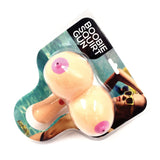 Bobie Squirt Gun в блистерна опаковка с картонена card с надпис Boobie Squirt Gun, телесен воден пистолет и фон край басейн