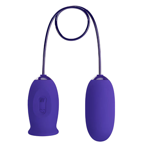Daisy-Youth 2 в 1 на Pretty Love в лилав цвят: силиконов стимулатор с бутон за управление и виброяйце, свързани с тънък кабел