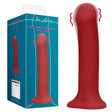 Дилдо Non-Phallic Vibrating Large на Shots в червен цвят с бутон и широка основа, до тюркоазената си кутия