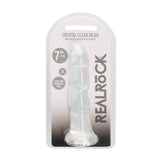 Дилдо RealRock Crystal Clear с вендуза в блистерна опаковка с надписи 7"/18 см, Super flexible и Latex and phthalate free