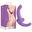 Дилдо за двойки Ouch в лилав цвят до лилавата си кутия с надпис Silicone Strapless Strapon и логото Ouch!
