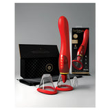 Her Ultimate Pleasure 24K Gold на Pipedream в червено с два прозрачни накрайника, черна кутия, текстилно калъфче и опаковка Fantasy For Her