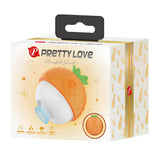 Кутия на Pretty Love Pineapple Secret с оранжев стимулатор във формата на ананас, бяло тяло и сини детайли, и икони на опаковката