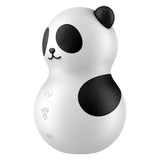 Satisfyer Pocket Panda – бяло устройство във форма на панда с черни уши и петна, отстрани с три сензорни бутона за управление