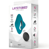 Кутия на LateToBed Tech Vibes Ferty с тюркоазен стимулатор за бельо, черно дистанционно и икони за 10 режима и силикон