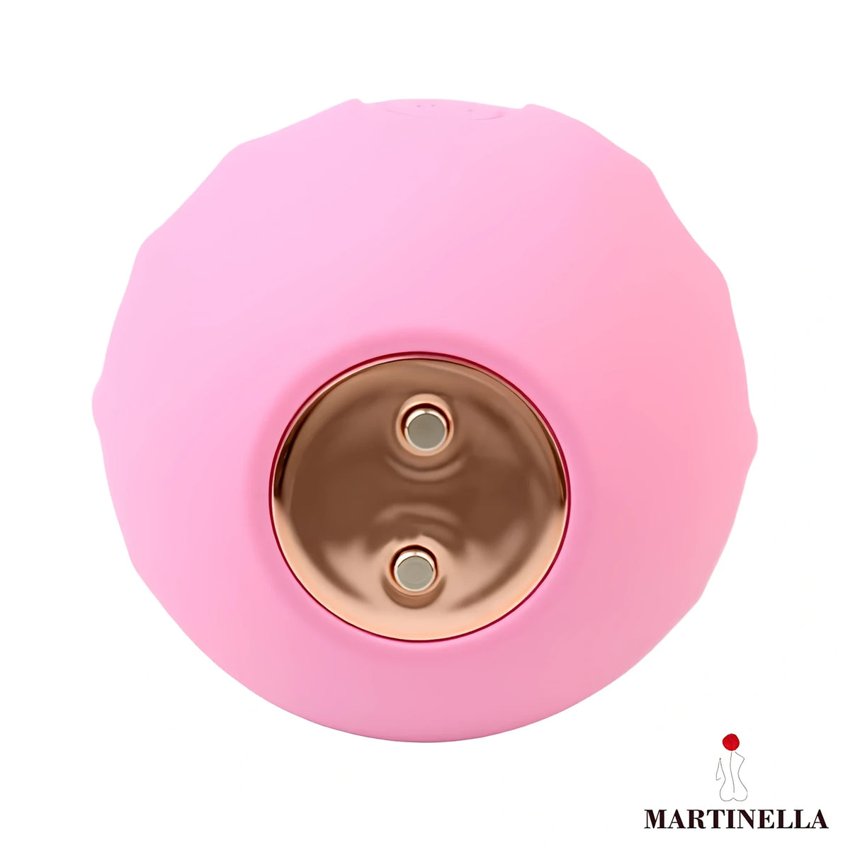 Martinella Licking Tongue в розово – изглед отзад с кръгла златиста зона с два магнитни контакта за зареждане