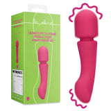 Масажор Double-Sided Ultra Soft Silicone на Shots: зелена кутия Loveline до розов силиконов уанд с вибрации от двата края