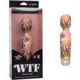 Масажор Naughty Bits WTF Wand to Fuck с розов животински принт в черна кутия на CalExotics, до него самият масажор