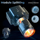 Инфографика „Module Splitting“ на Engily Ross: Cumera с отделен горен модул с бутони, цилиндричен корпус и две сменяеми вътрешни вложки