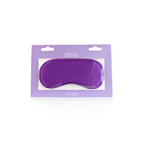 Мека лилава маска за очи Ouch! от сатен в лилава картонена опаковка с надпис Eyemask и Ouch!