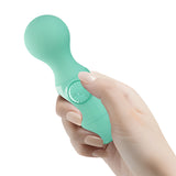 Мини масажор Little Cute Green на Pretty Love в зелено, държан в ръка, с кръгъл бутон за управление отстрани