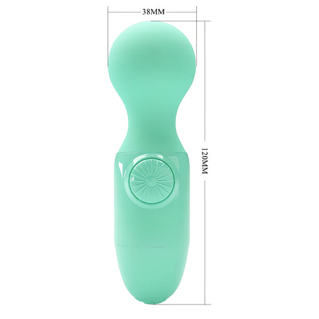 Мини масажор Little Cute Green на Pretty Love в мента с размери: височина 120 мм и ширина на главата 38 мм