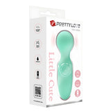 Мини масажор Little Cute Green в бяла кутия Pretty Love Mini stick, с иконки за силикон, водоустойчивост и 2 AAA батерии
