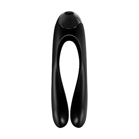 Satisfyer Candy Cane в черен цвят – изглед отпред на U-образния мини вибратор с бутон в горната част