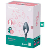 Кутия на Satisfyer Bullseye Ring Vibrator в розово, бяло и зелено, с вибриращия пръстен в сиво-синьо, Bluetooth и безплатно приложение