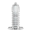 Прозрачен силиконов ръкав Pretty Love с релефни точки и пръстеновидни ребра, с малки израстъци на върха и в основата, изглед отпред