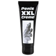 Черна туба Penis XXL Creme на Orion, 200 мл, с бял надпис и черно-бяла графика на бялото поле в долната част, поглед отпред