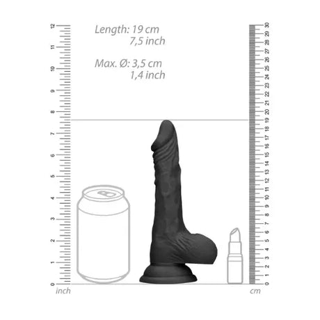Дилдо с тестиси Real Rock 17 cm Black