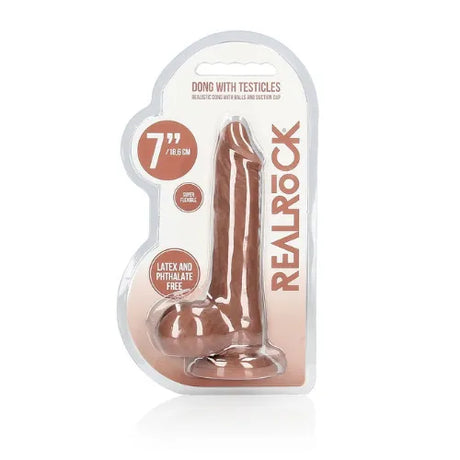 Дилдо с тестиси Real Rock 17 cm Tan