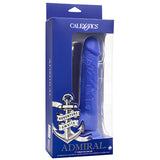 Синя кутия на вибратор Sailor от серията Admiral на CalExotics с прозорче, котва и надпис „Adventure Awaits“