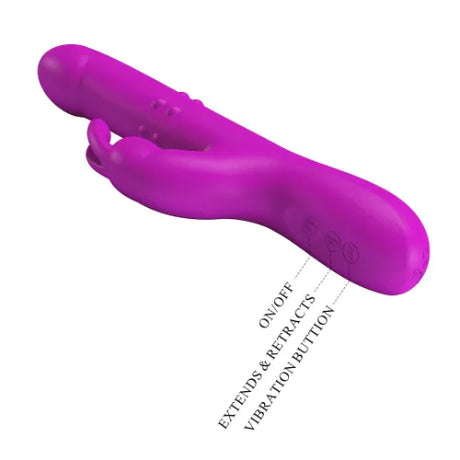 Вибратор с тласкащо движение и масажиращи перли Reese Purple