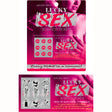 Секс игра Lucky Sex Scratch на Kheper Games: розова опаковка с билетче със символи във вид на целувки и отворено билетче с различни символи