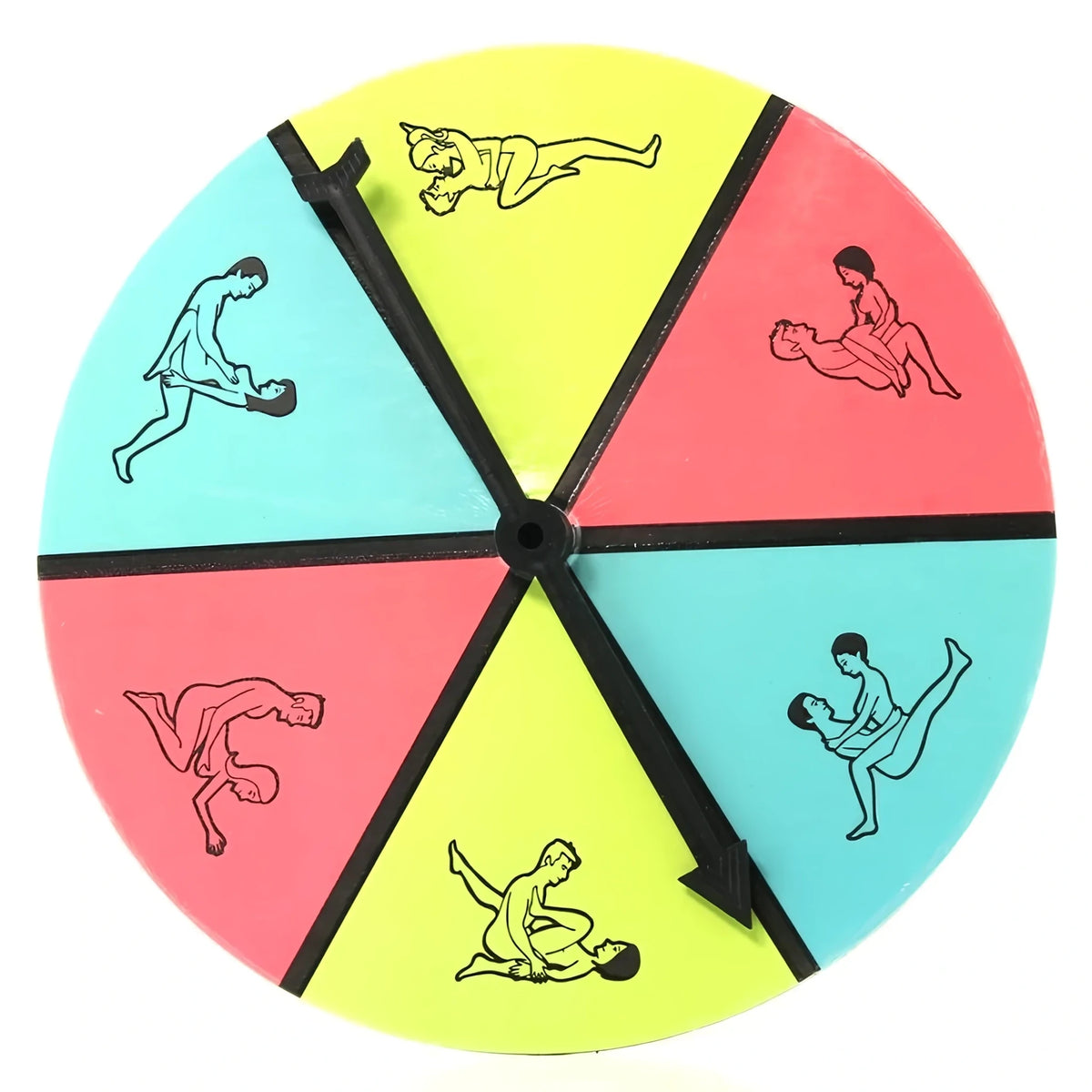 Секс игра Sex glow in the dark на Kheper Games – въртящо се колело с шест цветни сектора и контурни рисунки на двойки в различни пози