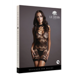 Кутия на секси рокля Criss Cross на Le Désir by Shots с модел в черна мрежеста рокля с кръстосани връзки на деколтето