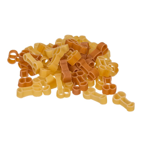 Sex Pasta на Out Of The Blue – купчина сурови макарони в светложълт и оранжев цвят, с необичайна забавна форма, на бял фон