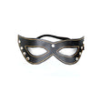 Черна маска за очи Sexy Black Mask на STD със златист контурен шев, метални капси встрани и черен ластик, изглед отпред