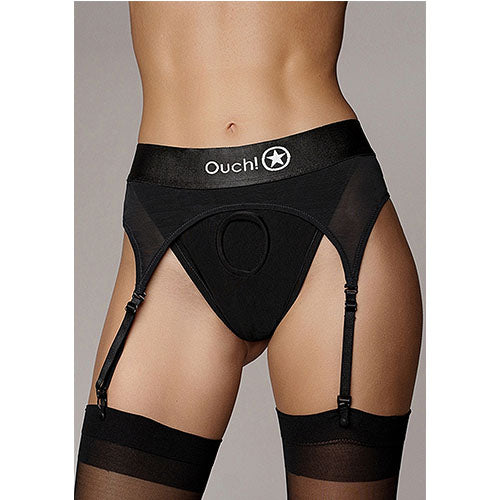 Strap-on thong with adjustable garters M/L