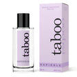Парфюм Taboo Espiegle For Her на Ruf, 50 мл: стъклено флакон с черен капак и лилава кутия с надпис „Sensual fragrance for her“