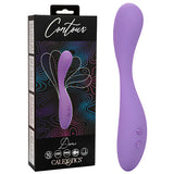 Лилав вибратор Contour Demi с две метални бутона до черната кутия на CalExotics с контурен шарен дизайн