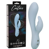 Вибратор Contour Kali в светлосиньо до черната кутия на CalExotics с надпис Contour и иконки за функции