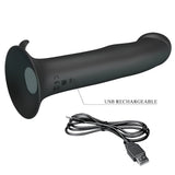 Вибратор Murray с вендуза в черно, до него USB кабел за зареждане и надпис USB Rechargeable