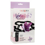Розова кутия на Venus Butterfly на CalExotics с вибратор Venus Penis, черни регулируеми колани и контролер; надписи: Full Coverage