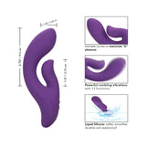 Вибратор Stella Dual Pleaser в лилаво с размери 9,5 см и 3,25 см, плюс три пояснения: извивка, 12 функции и водоустойчив силикон